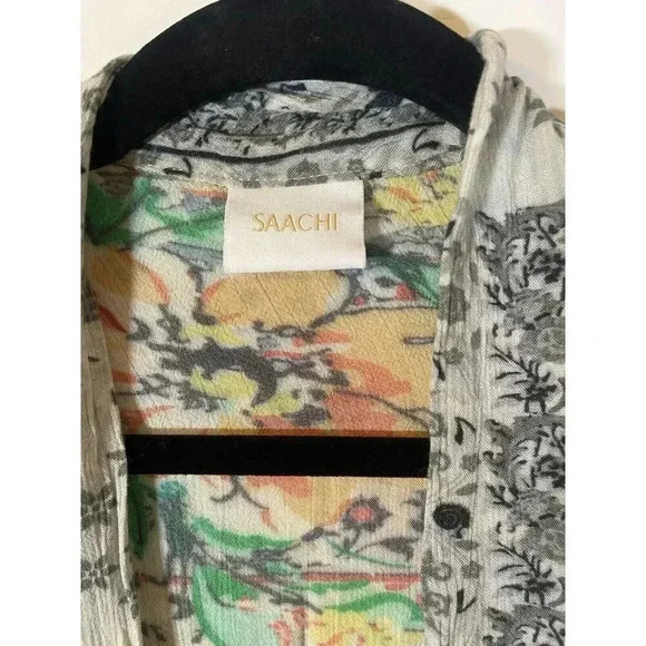 Anthropology Saachi Floral Print Long Open Front Ruana Orange Multicolor - Picture 6 of 10